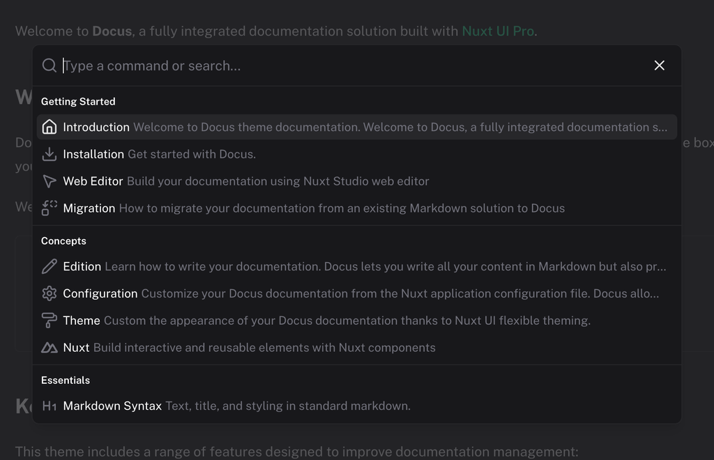 Built-in navigation and full-text search